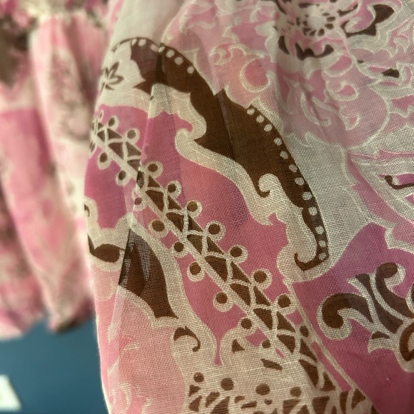 Young Edwardian Pink and brown groovy long sleeve mini dress - Picture 5 of 5